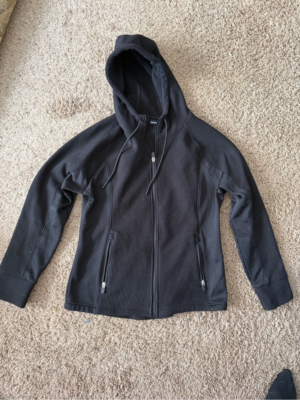 Swiss Tech Black Full-Zip Hooded Jacket